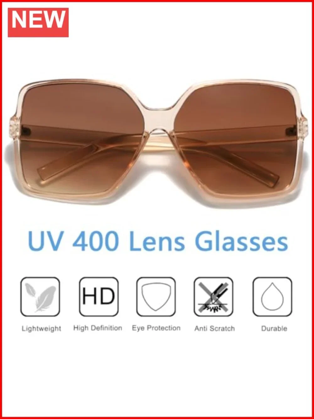 Oversized Square Sunglasses Women's Chic UV Protection Fashion Shades